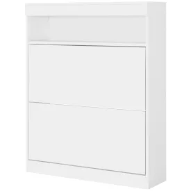 16 Shoe Pair Shoe Storage Store Organiser Cupboard Cabinet, with Flip Doors - White