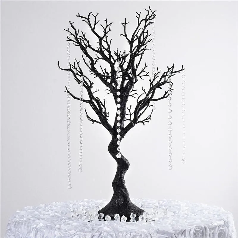 30" Glittered Manzanita Black Centerpiece Tree For Wedding Party Event Table Top Decoration 8pcs Acrylic Chains