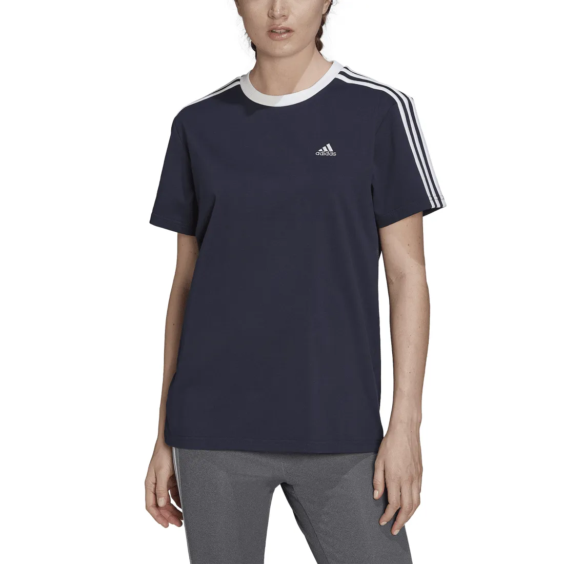 ADIDAS ESSENTIALS 3-STRIPES WOMEN'S T-SHIRT BLUE