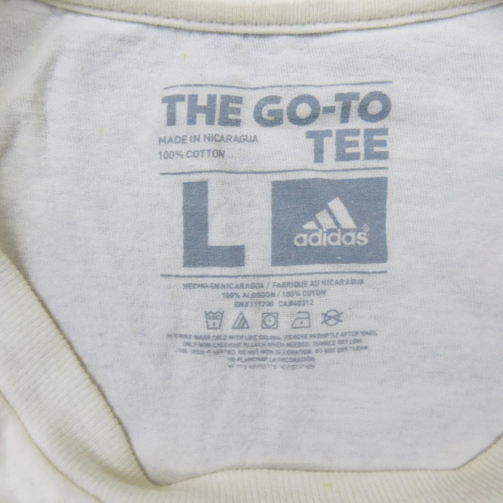 Adidas Men T Shirt Top Crew Neck Champions Graphic Tee 100 % Cotton White Size L