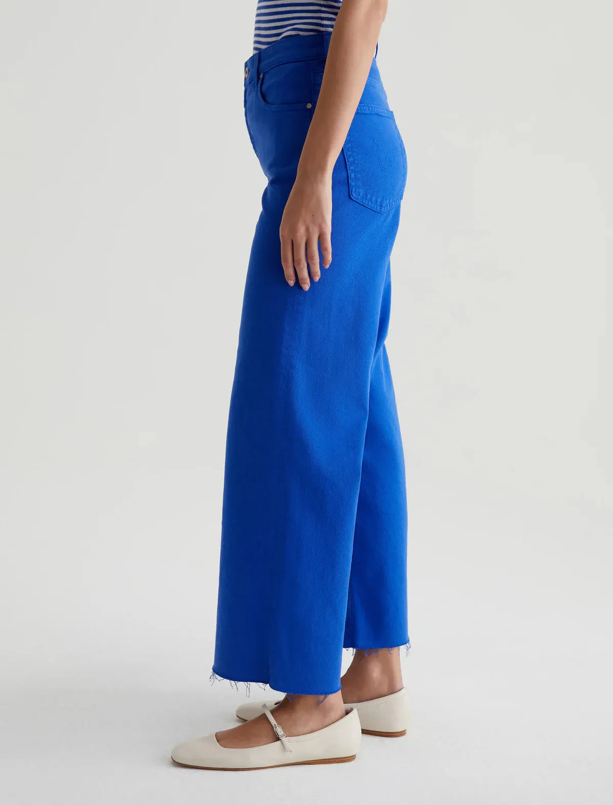 AG Denim Saige Wide Leg Crop in Electric Blue