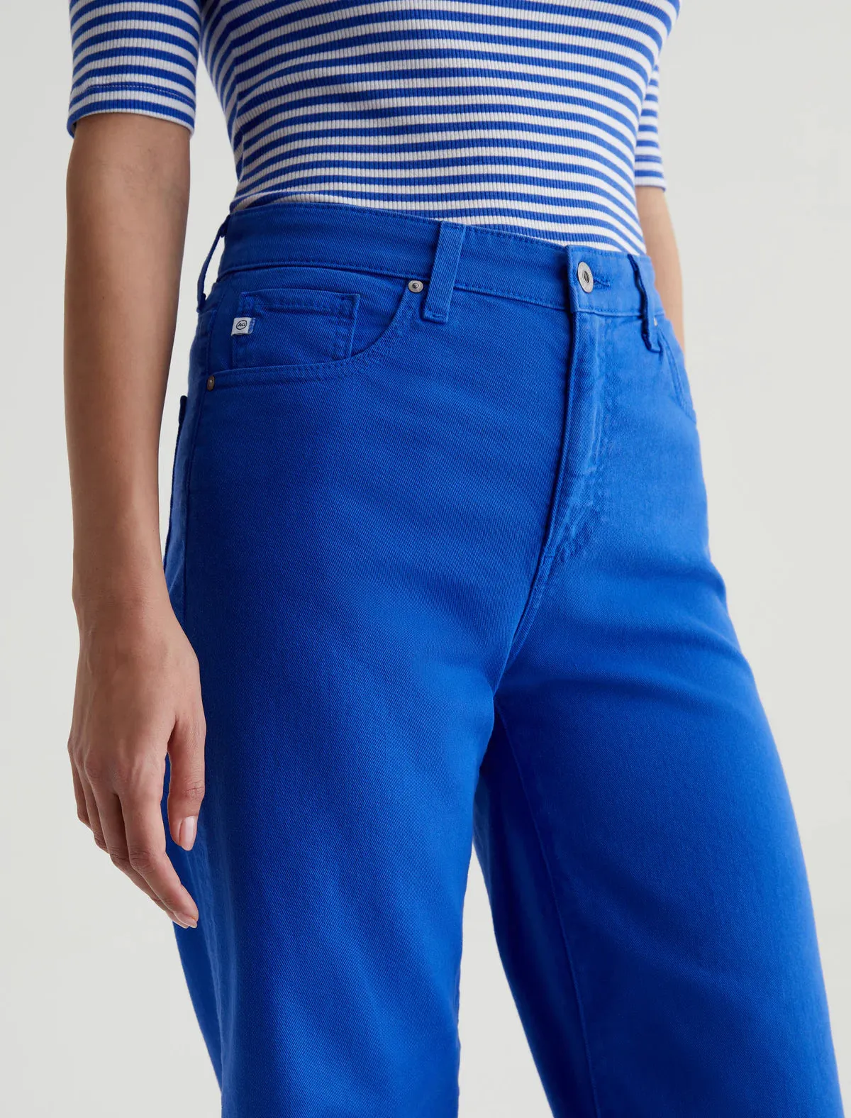 AG Denim Saige Wide Leg Crop in Electric Blue