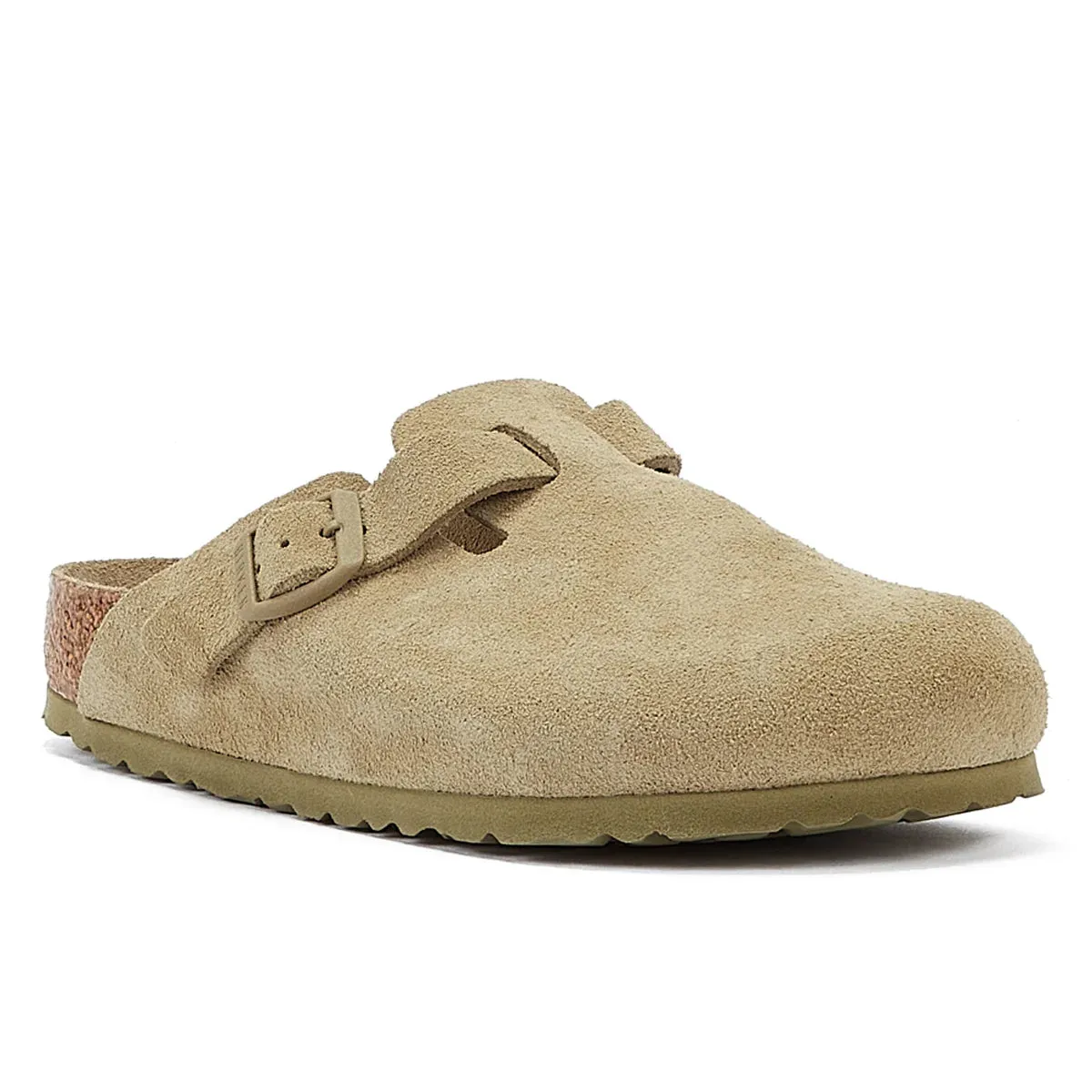 Birkenstock Boston Khaki Suede Faded Grey Clogs