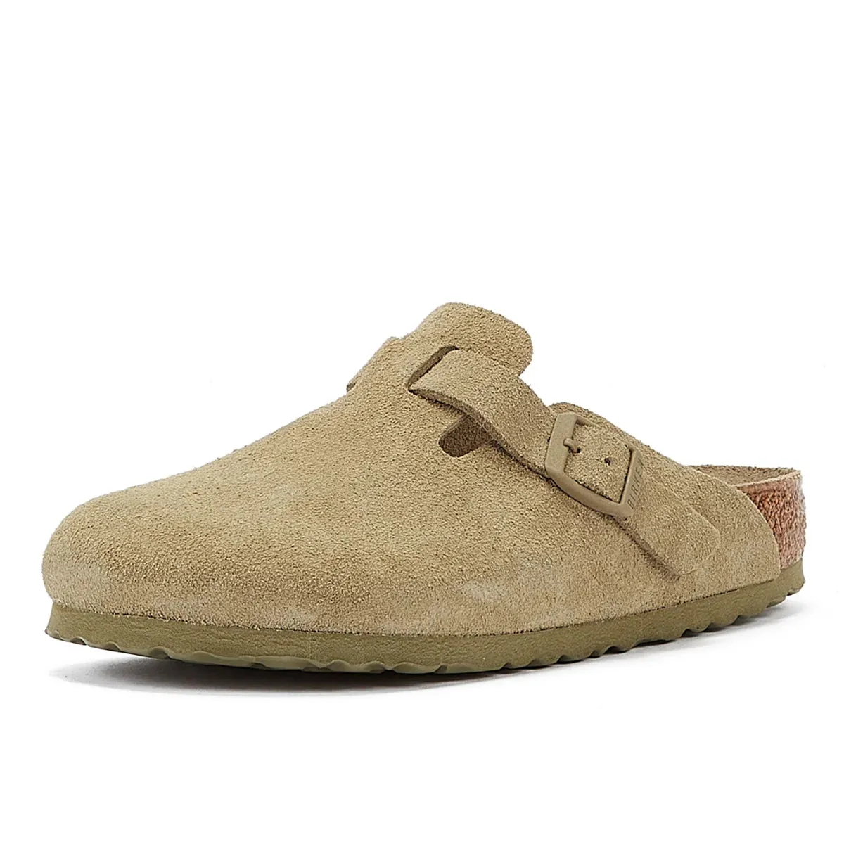 Birkenstock Boston Khaki Suede Faded Grey Clogs