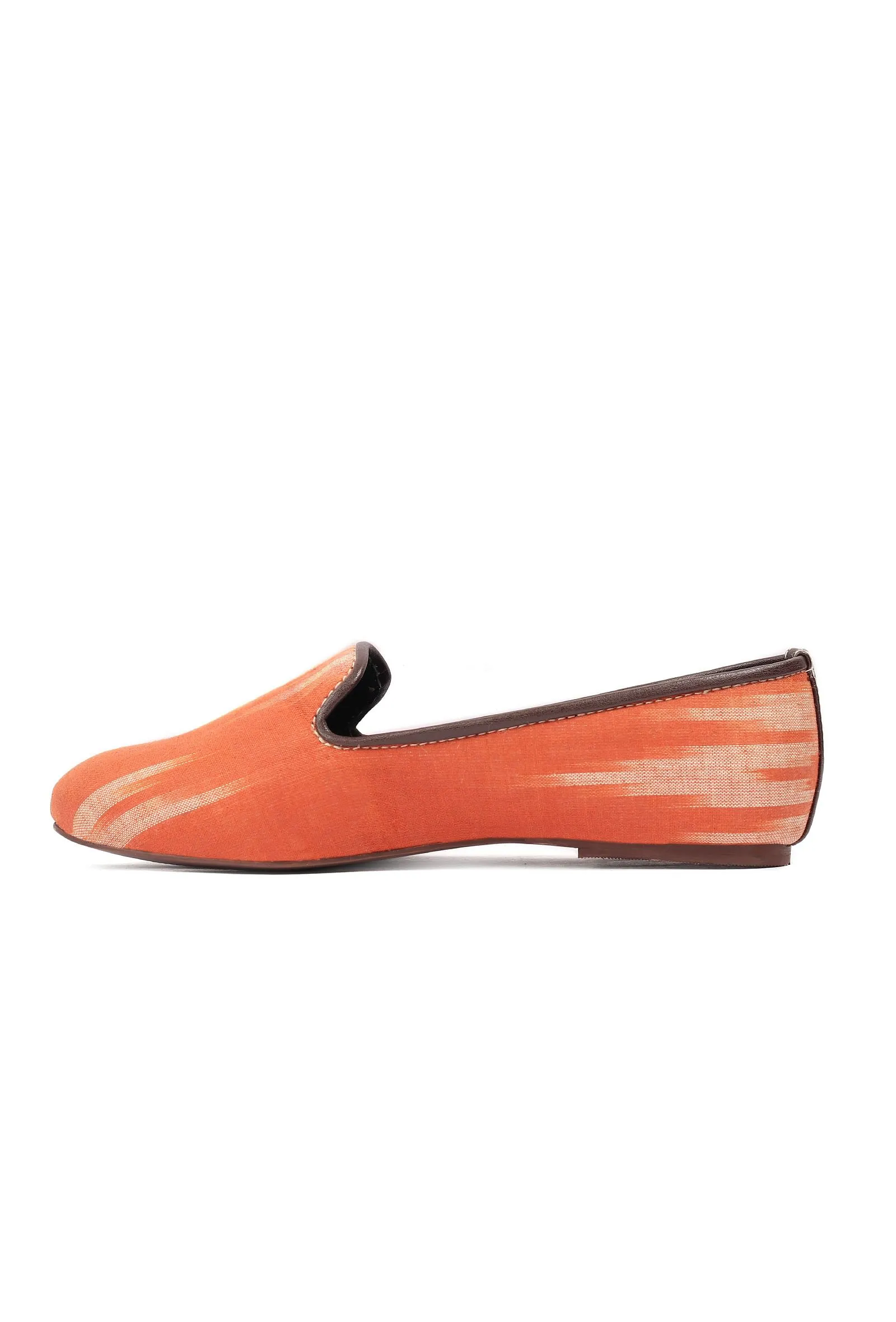 Black & Coral Pink Ikat Flat Cruelty Free Leather Ballerina