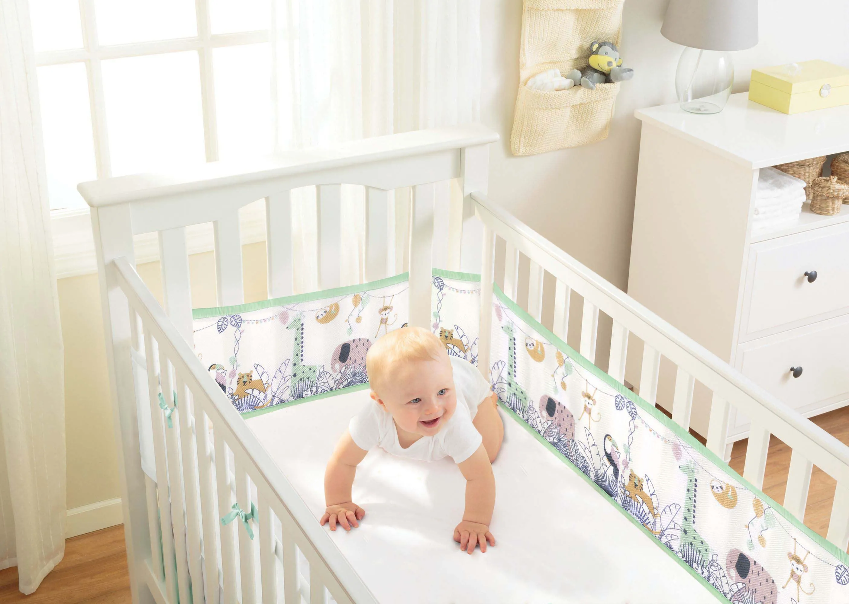 Breathable Baby Four Sided Mesh Cot Liner