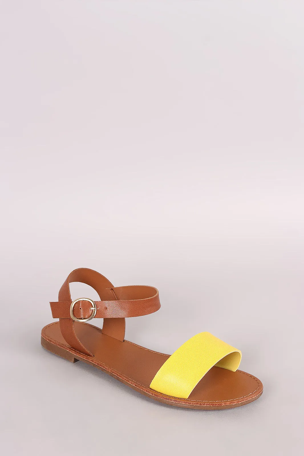 Breckelle Two Tone Akle Strap Flat Sandal