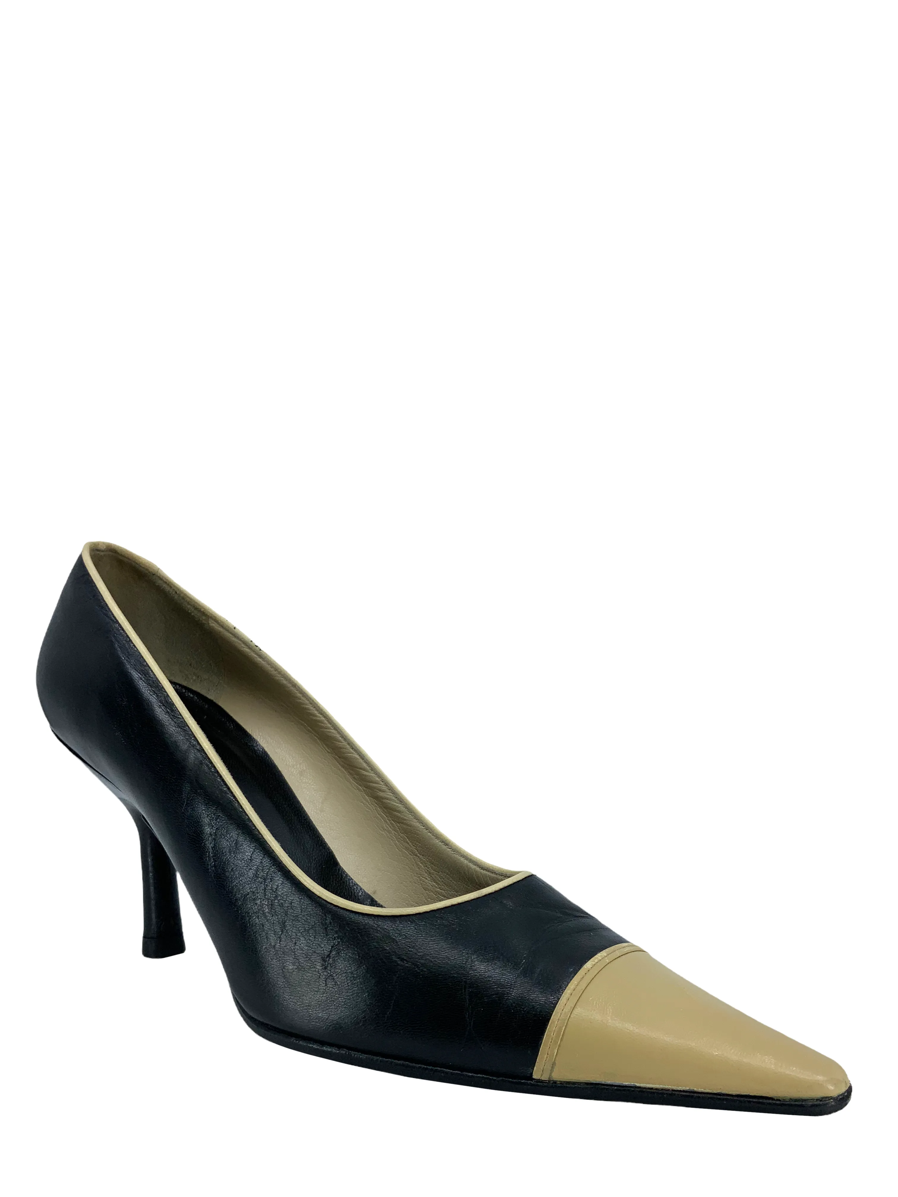 Chanel Leather Cap Toe Classic Pumps Size 5.5