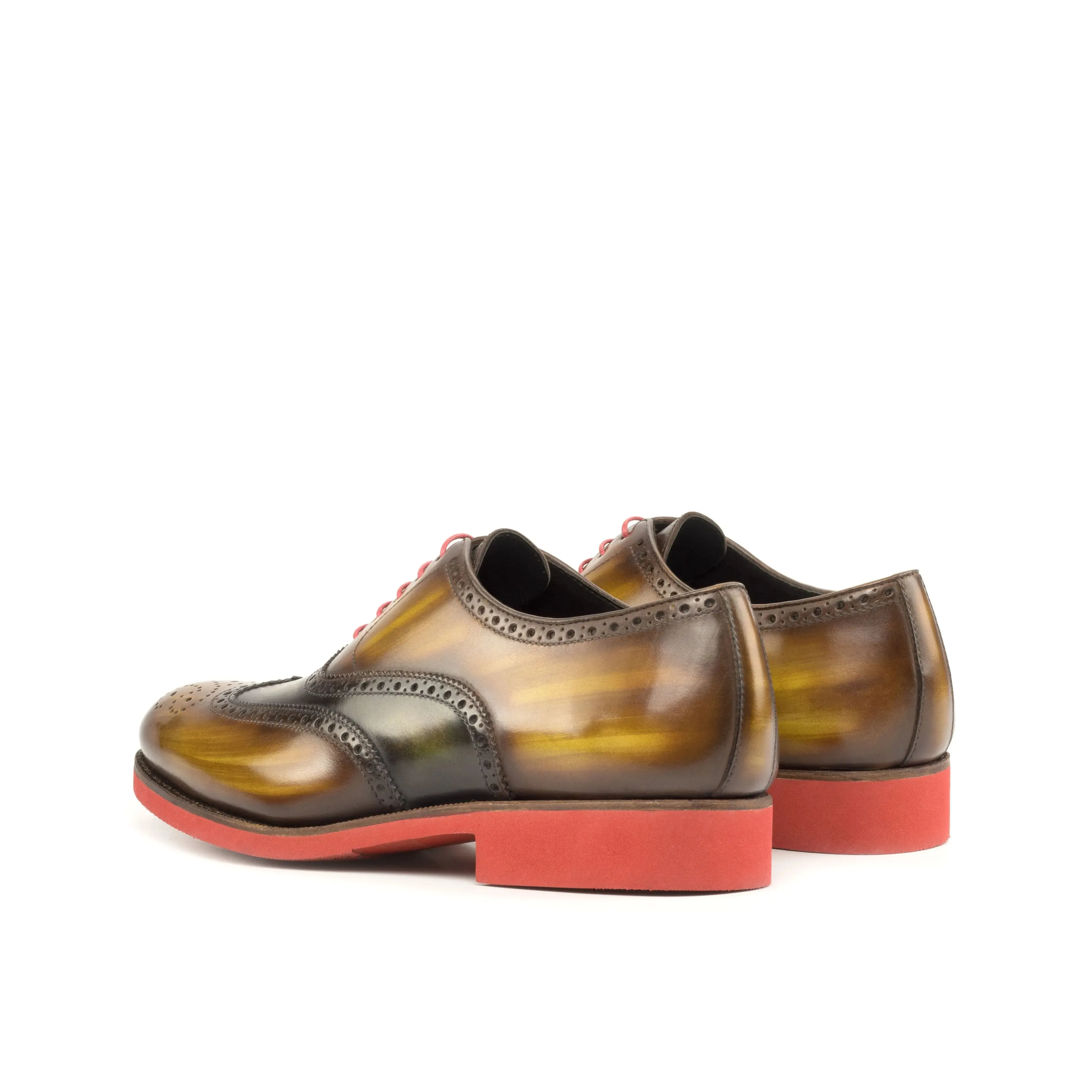 DapperFam Aeron in Cognac / Green Men's Hand-Painted Patina Full Brogue