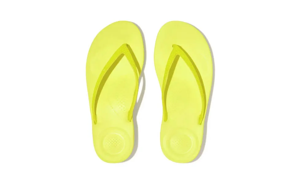 FitFlop Womens Iqushion Sparkle Flip Flops Electric Yellow