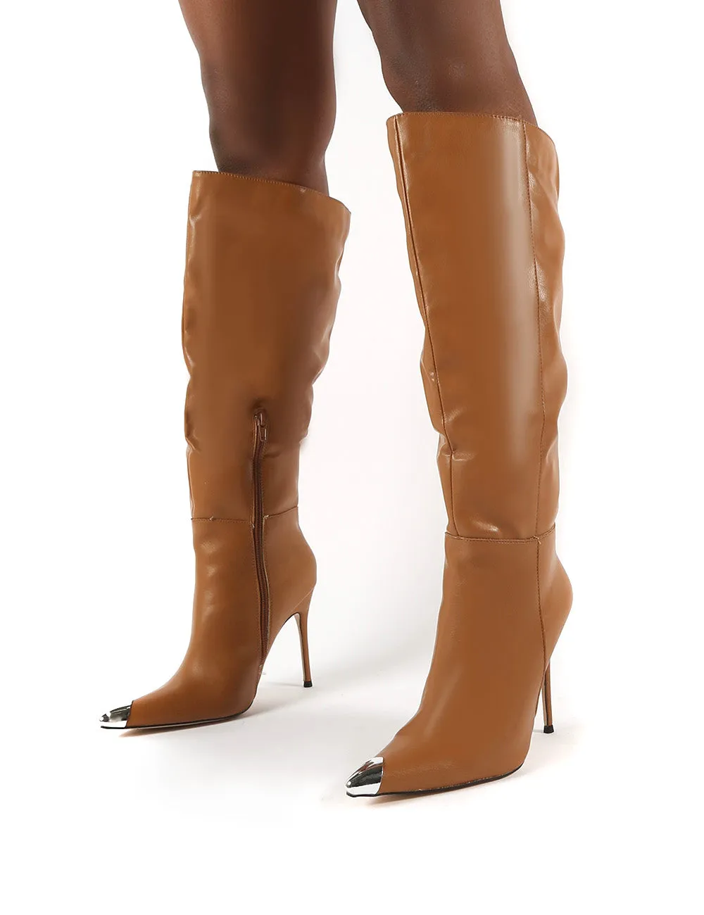 Forgive Tan Pu Wide Fit Heeled Knee High Boots