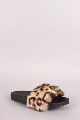 Liliana Cheetah Fur Lug Slide Sandals