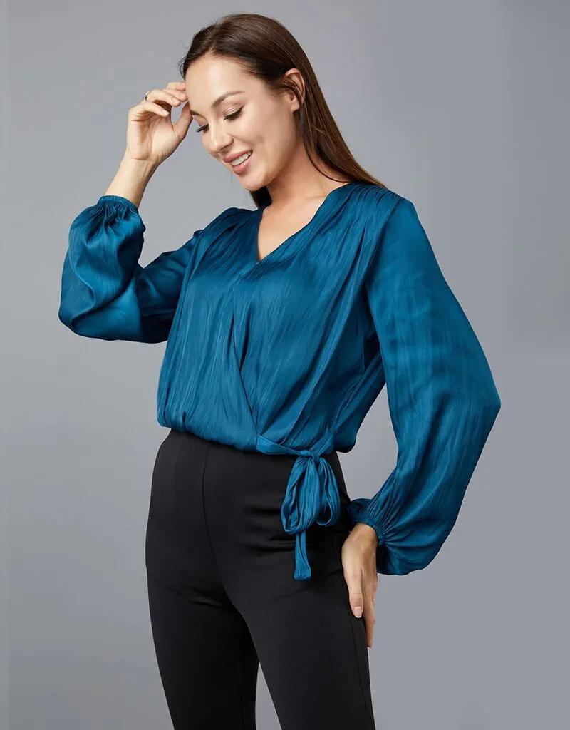 Lustrous Crossover Blouse