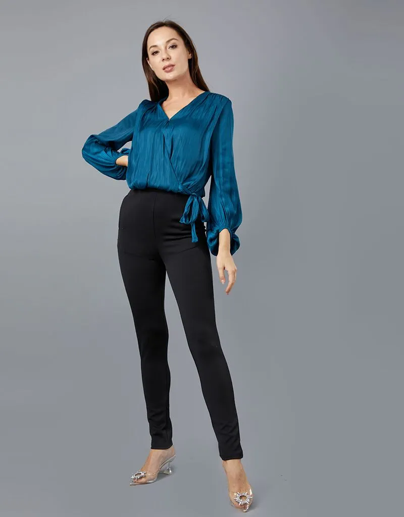 Lustrous Crossover Blouse