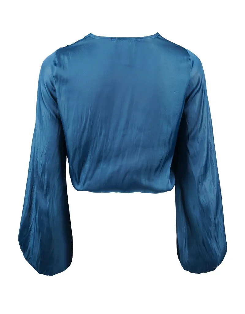 Lustrous Crossover Blouse