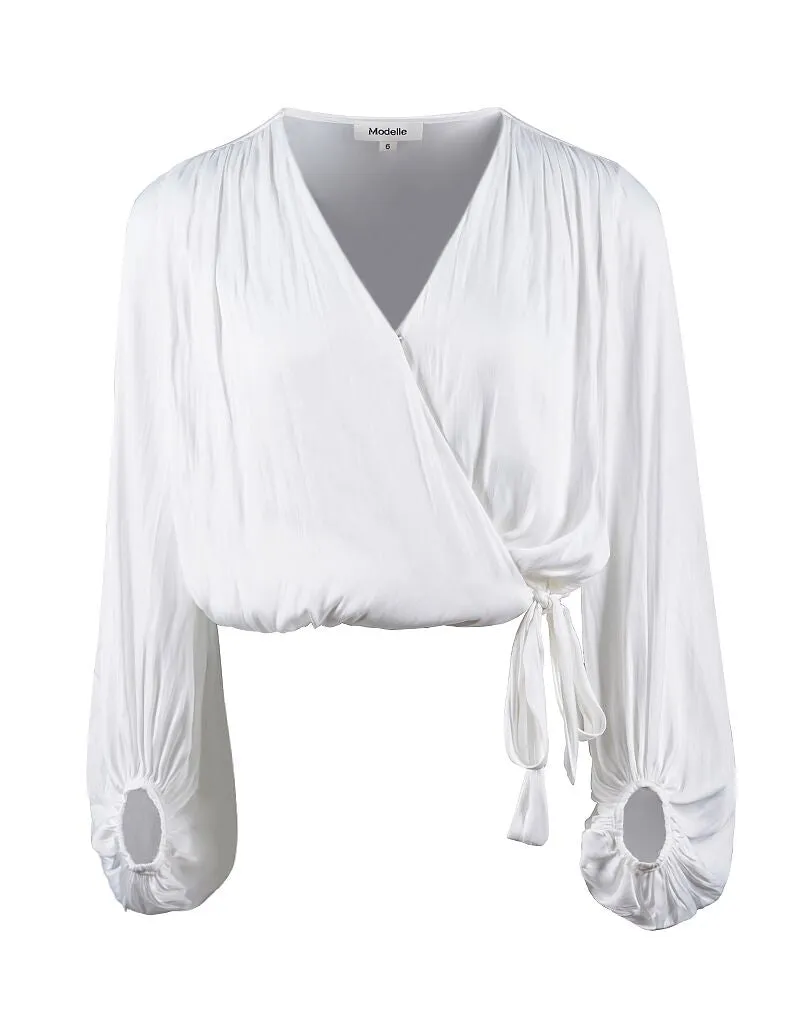 Lustrous Crossover Blouse