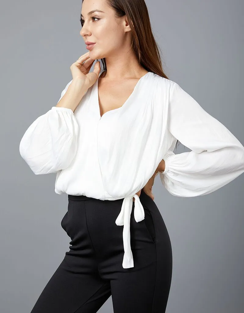 Lustrous Crossover Blouse