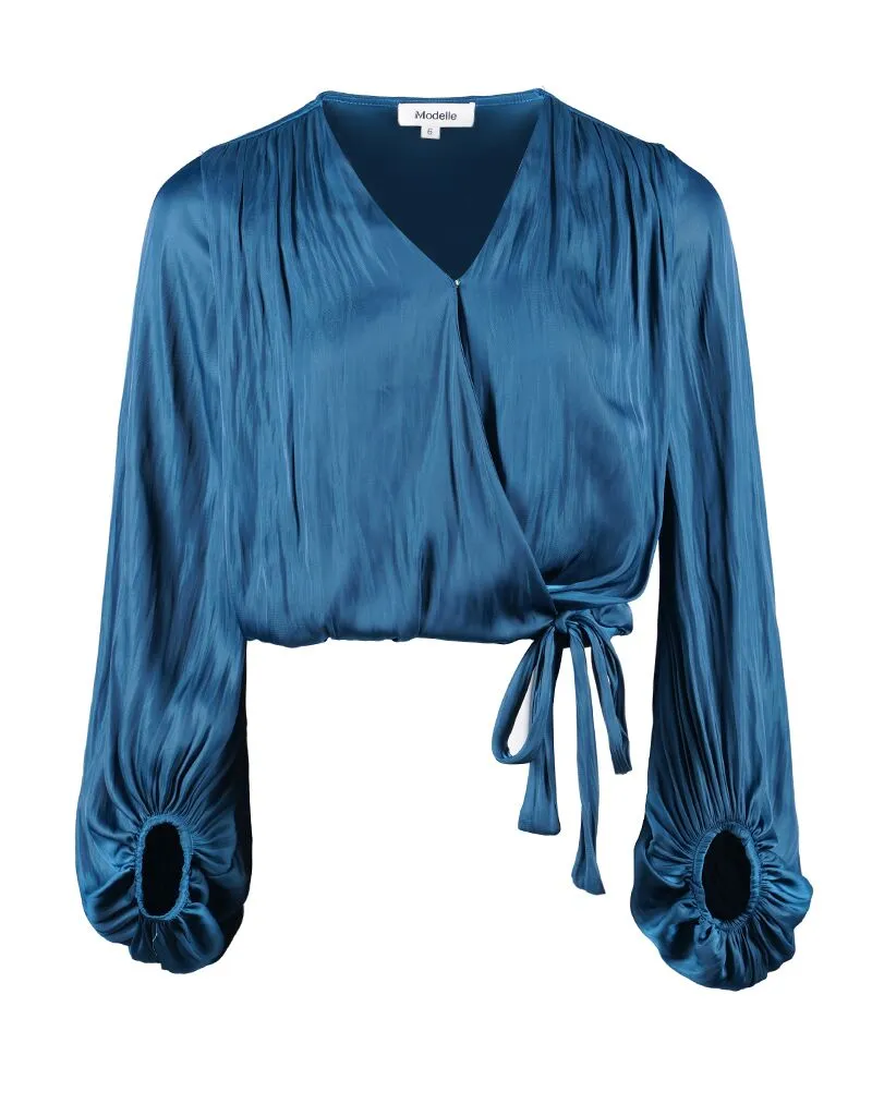 Lustrous Crossover Blouse