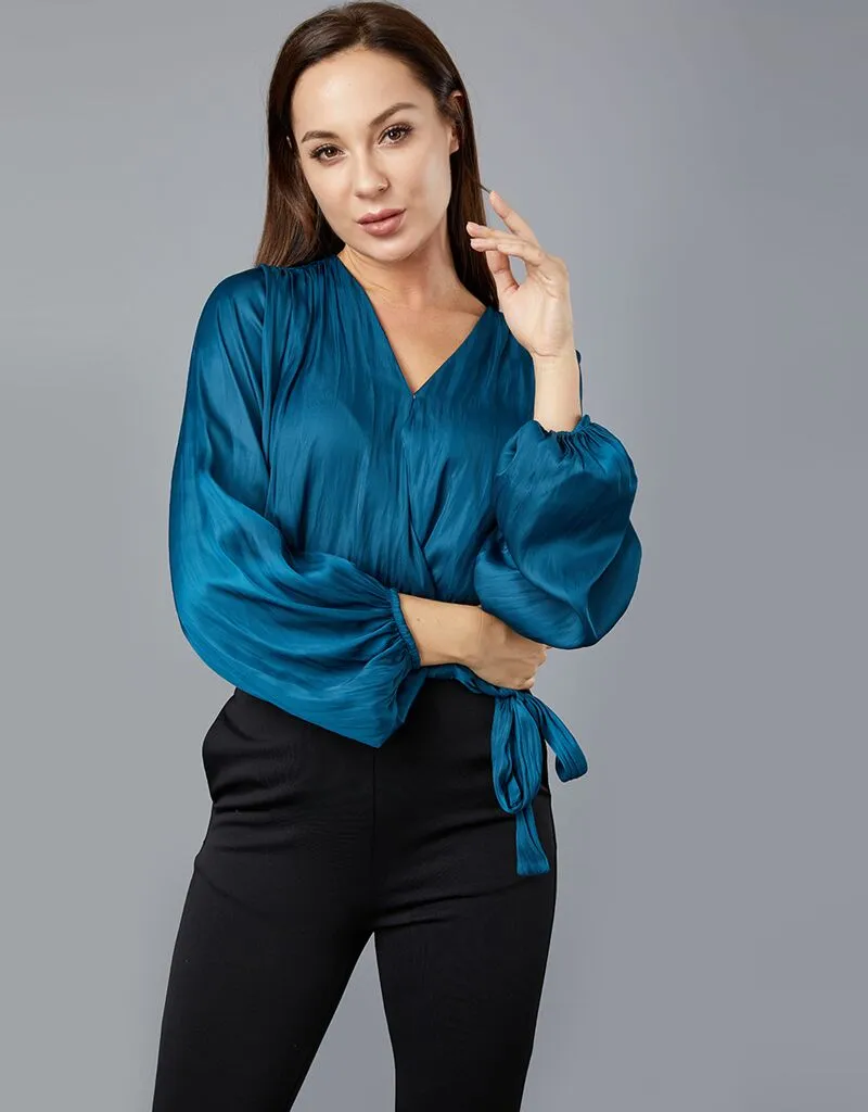 Lustrous Crossover Blouse