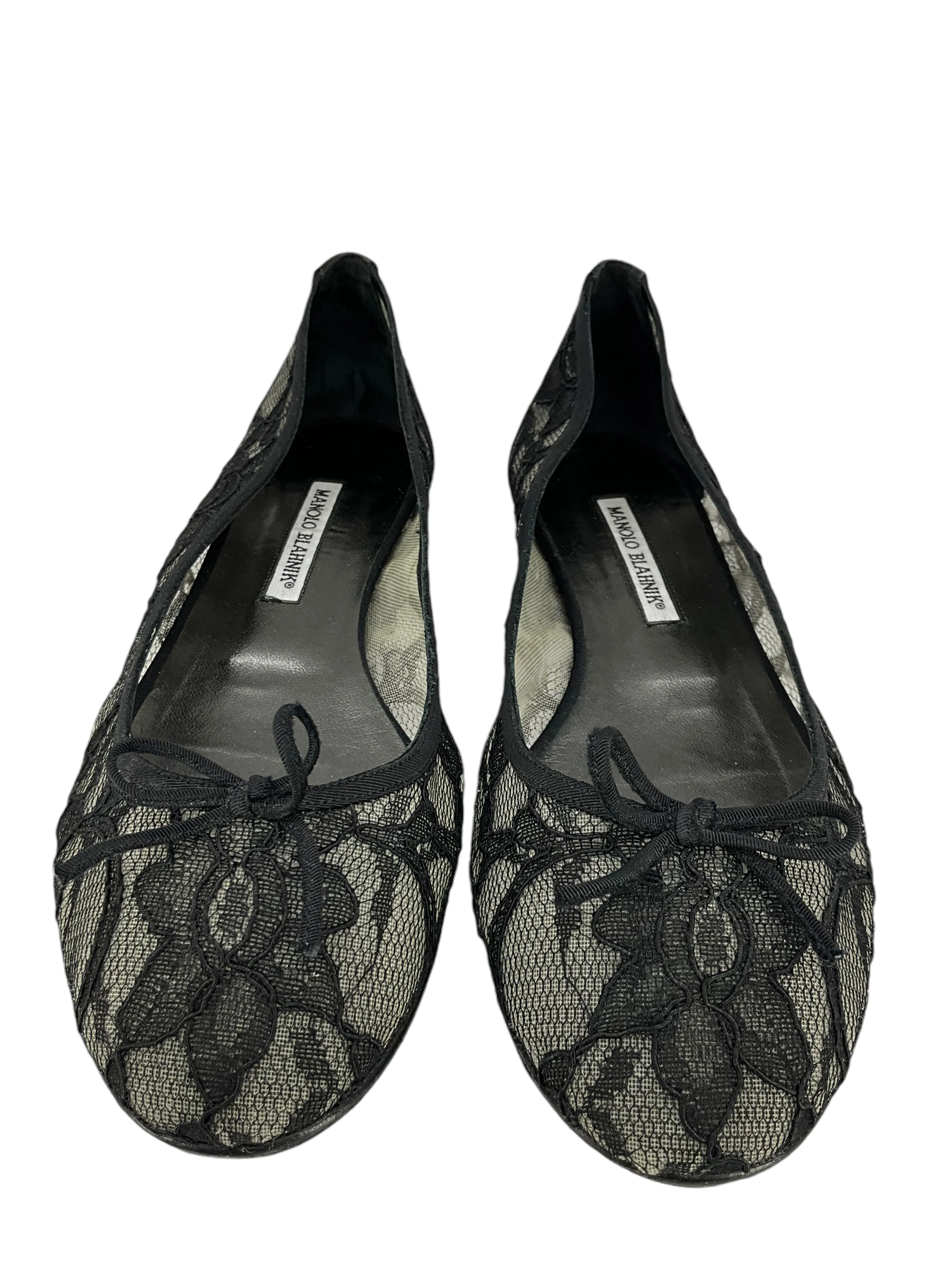 MANOLO BLAHNIK Lace Ballet Flats Size 10.5