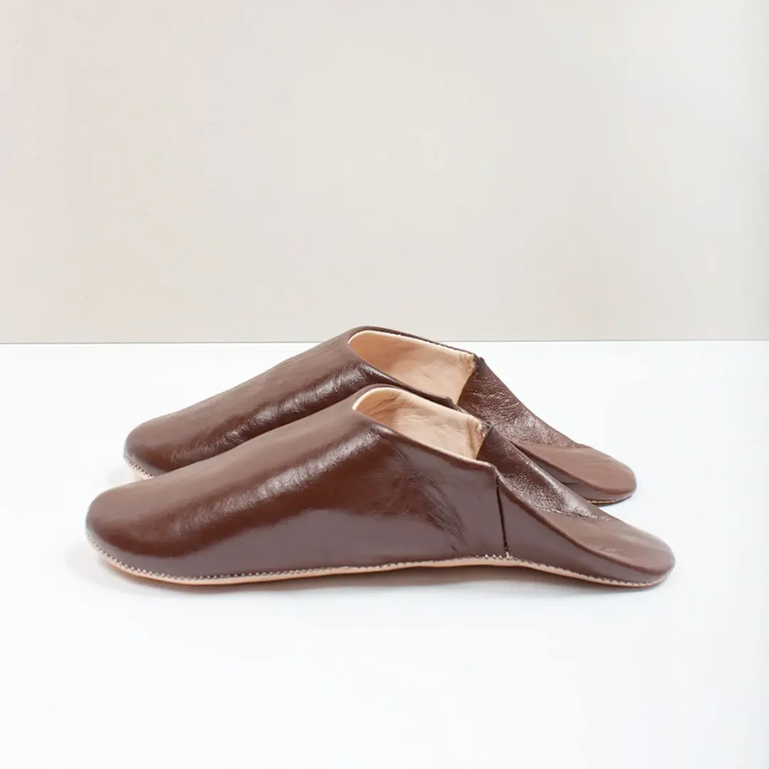 Men's Large Chocolate Babouche Slippers