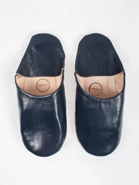 Moroccan Mens Babouche Slippers, Indigo