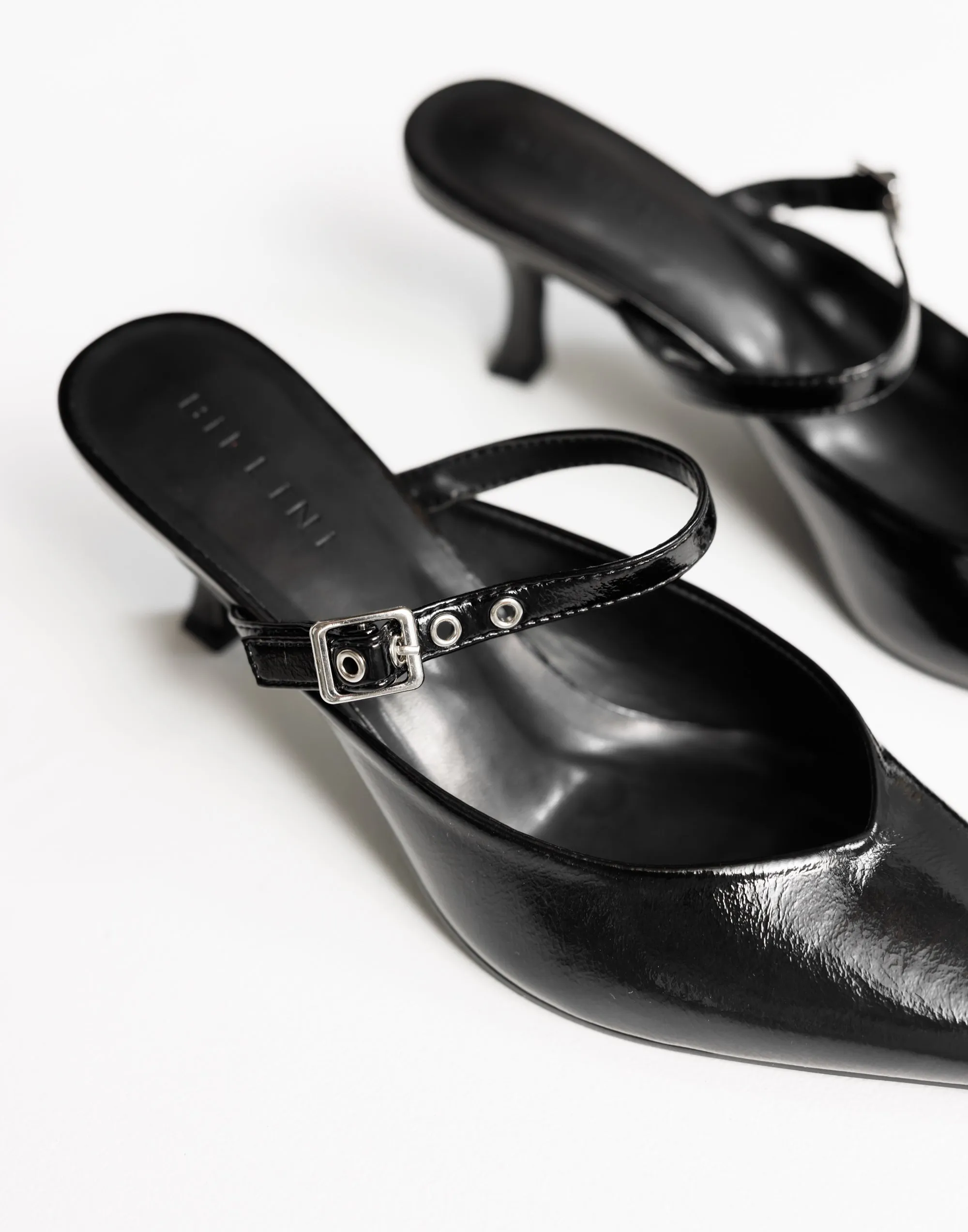 Olinda Heels (Black Crinkle Patent) - By Billini