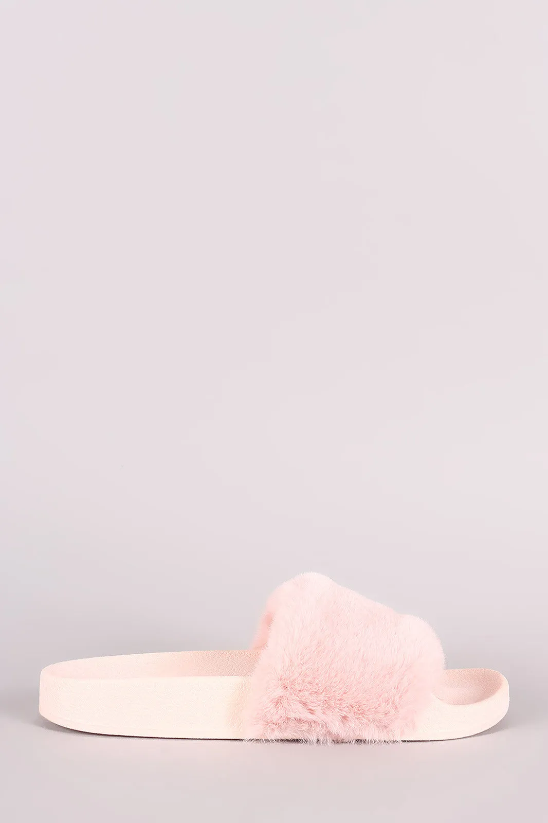 Qupid Fuzzy Faux Fur Slide Sandal