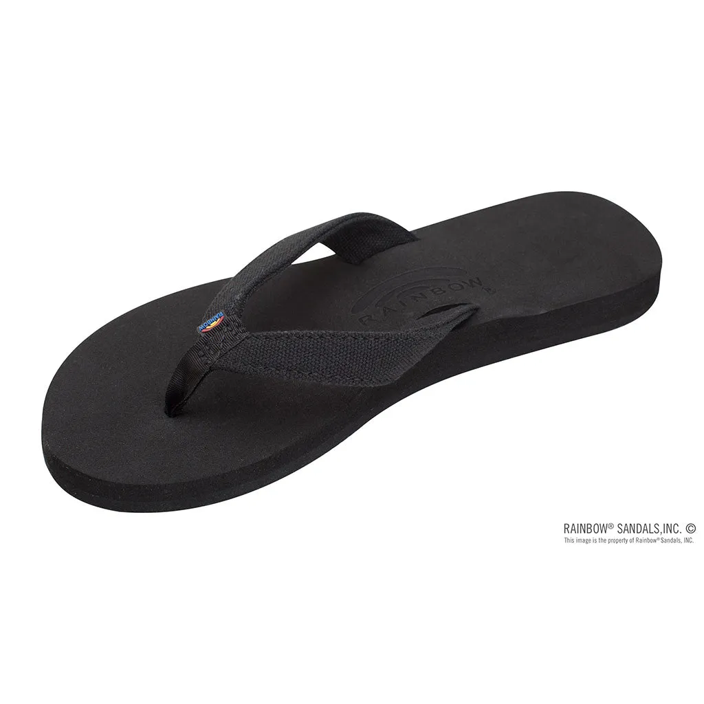 Rainbow Sandals Womens The Bella - Soft Top Black Tapered Canvas Strap - Black