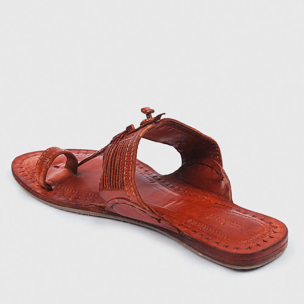 Tan Handstitched Leather Kolhapuri Women Slipper