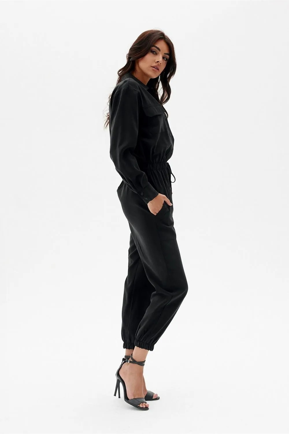 TEEK - Drawstring Waist Pocketed Jumpsuit