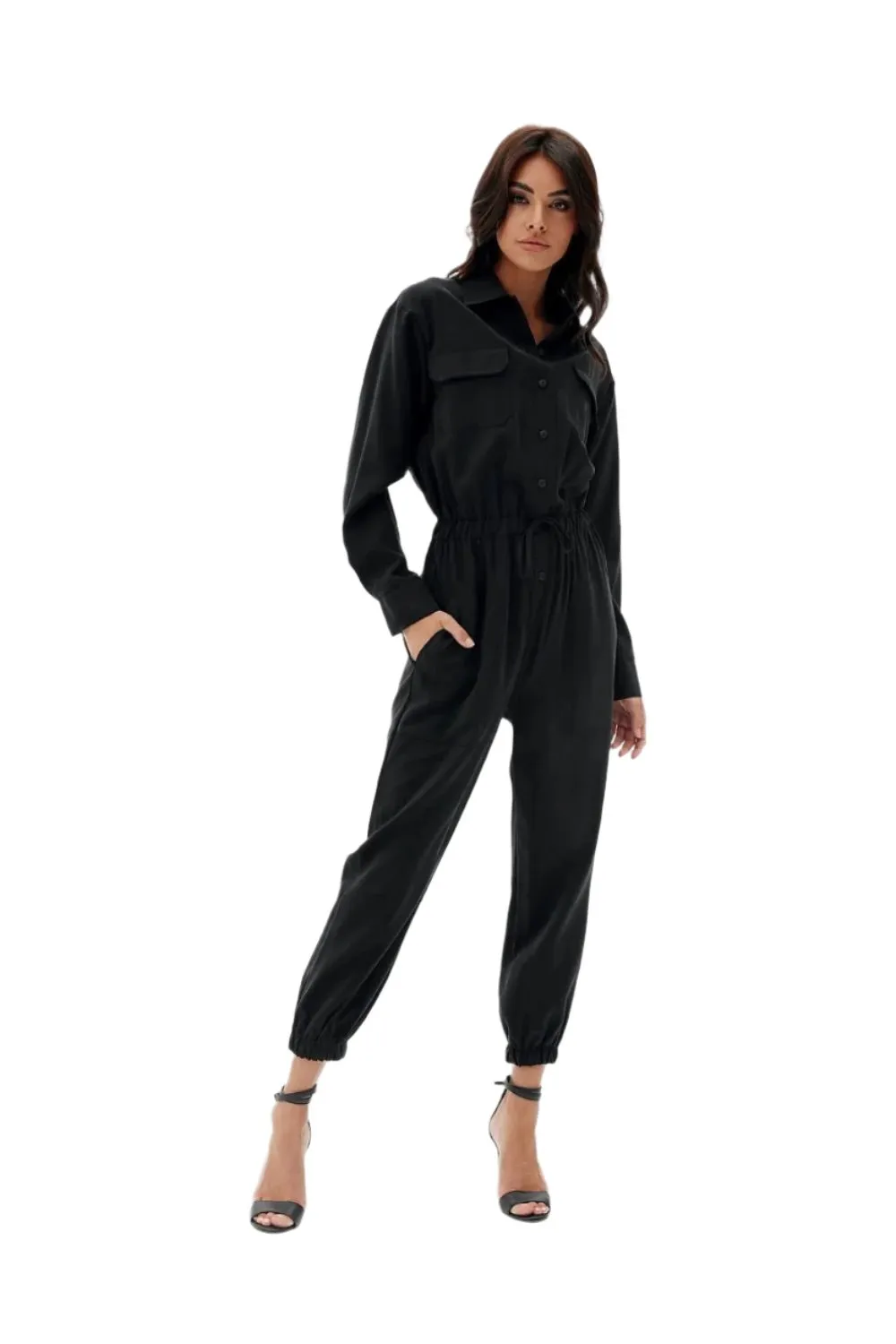 TEEK - Drawstring Waist Pocketed Jumpsuit