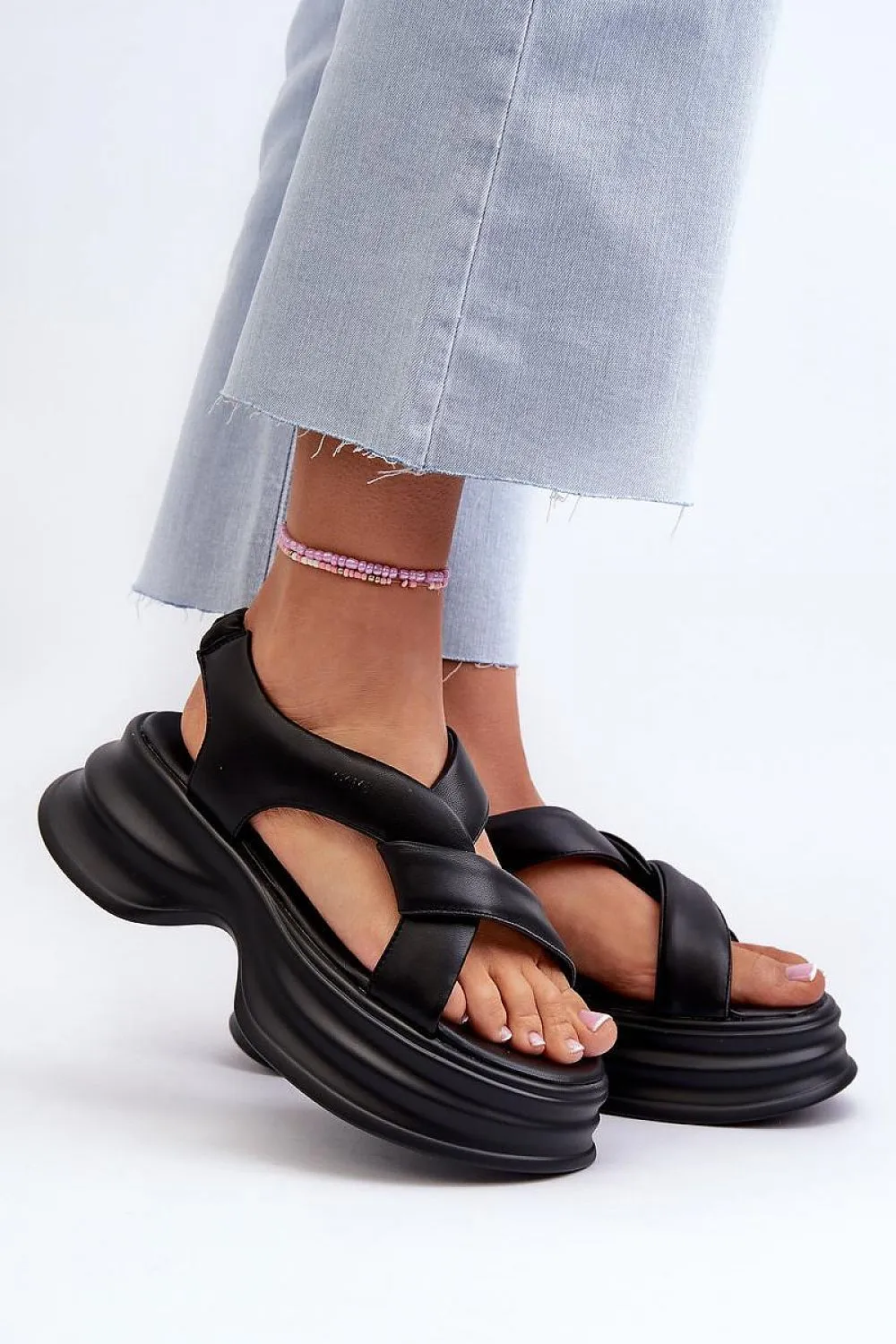 TEEK - Goe Gathered Strapped Sandals