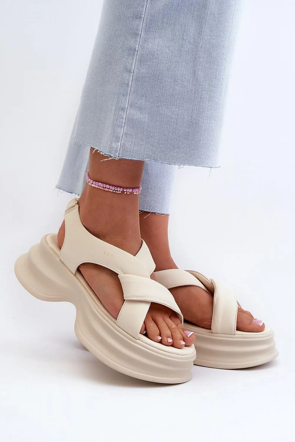 TEEK - Goe Gathered Strapped Sandals