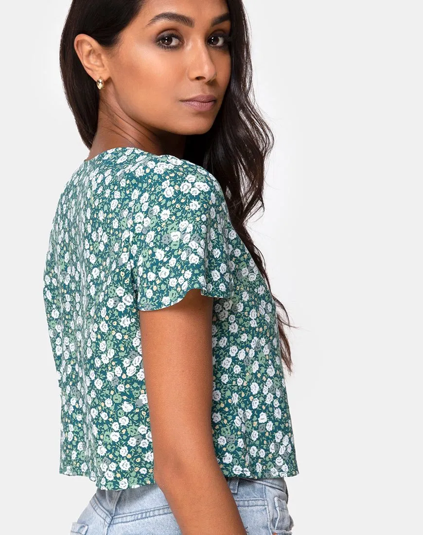 Vaco Blouse in Floral Field Green