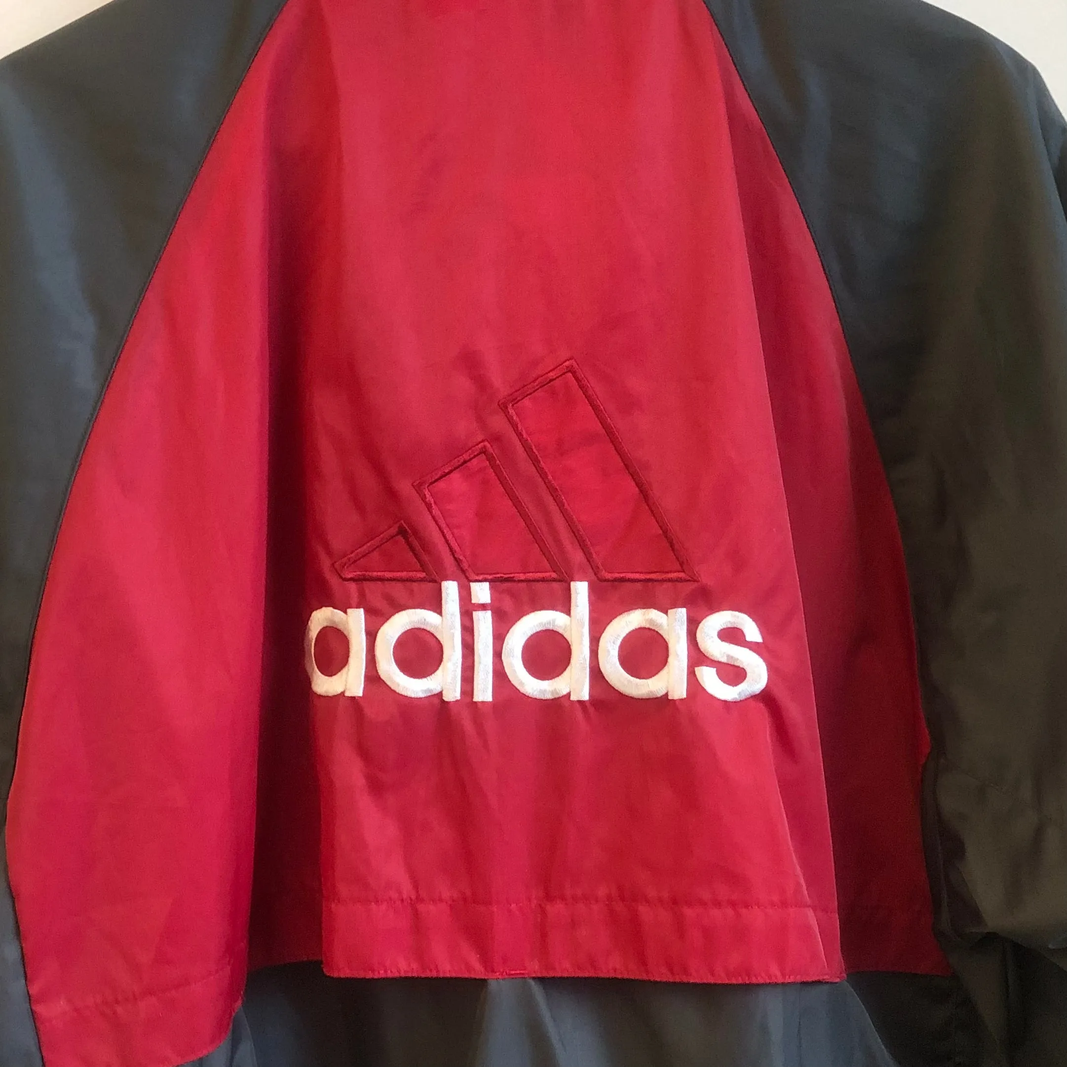 Vintage Gray & Red Big Logo Windbreaker Jacket M