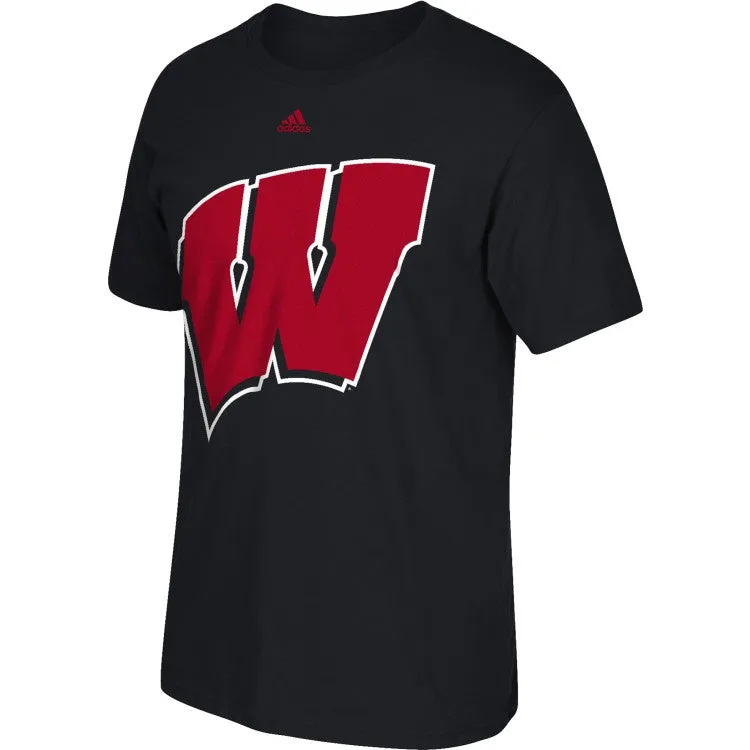 Wisconsin Badgers Adidas Giant Logo Black Go-To Tee