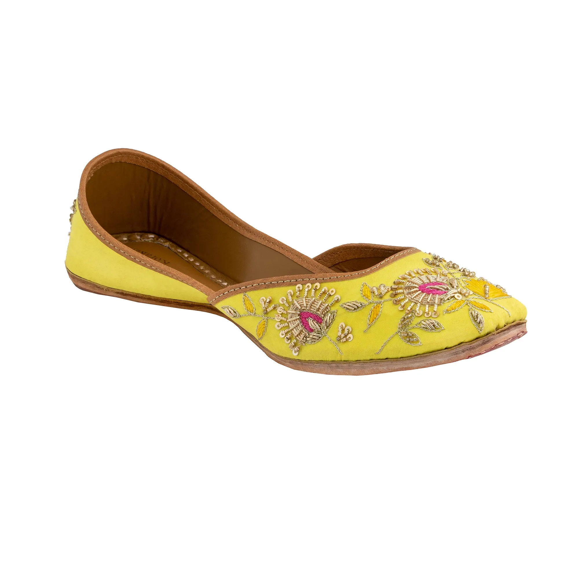 Yellow Lemon Luxe Women's Kolhapuri Leather Jutti